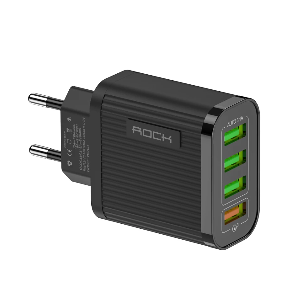 Black Новое обновление 4 порта QC3.0 Quick Charge 4,0 EU Plug 35 Вт USB зарядное устройство для iPhone Android Tablet дорожное настенное зарядное устройство для телефона адаптер - Тип штекера: Black