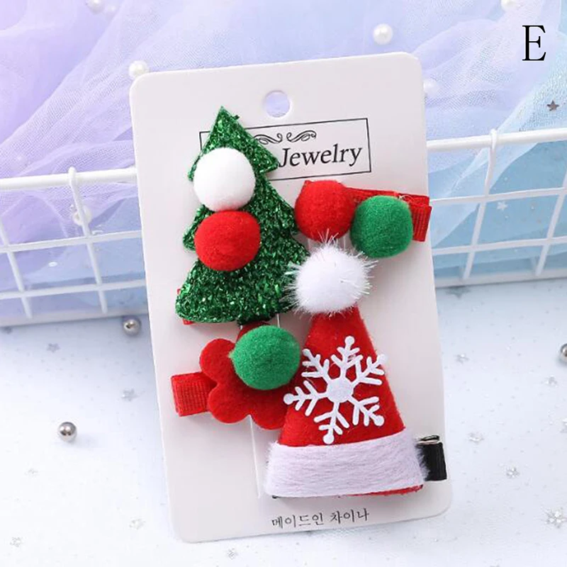 4 шт./компл. для маленьких девочек повязка на голову с соской зажим заколка для волос с бабочкой милые Рождественский набор зажим для волос конфеты Санта Клаус заколка для волос - Цвет: E