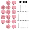 8pcs pink rose
