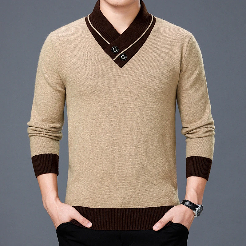 Осень Зима Trui Повседневный Coltrui Effen цвет Trui двойной воротник Slim Fit используется свитера Одежда - Цвет: Folding collar