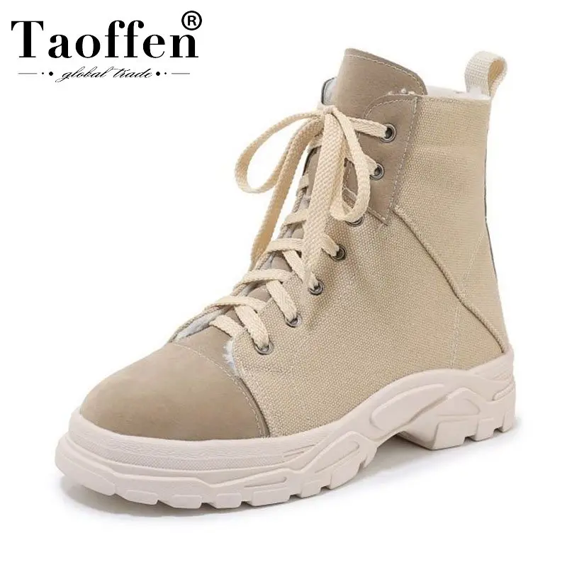Taoffen/ г. Женские ботильоны больших размеров 29-46 модные повседневные зимние ботинки в стиле ретро с перекрестными ремешками повседневная обувь женская обувь