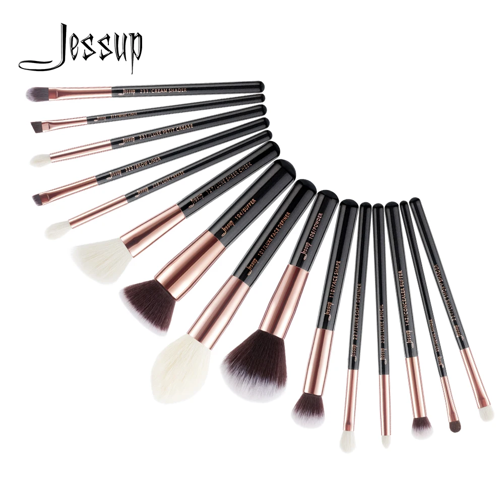

Jessup Rose Gold/Black Professional Makeup Brushes Set Make up Brush Tools kit Foundation Powder Definer Shader Liner T160