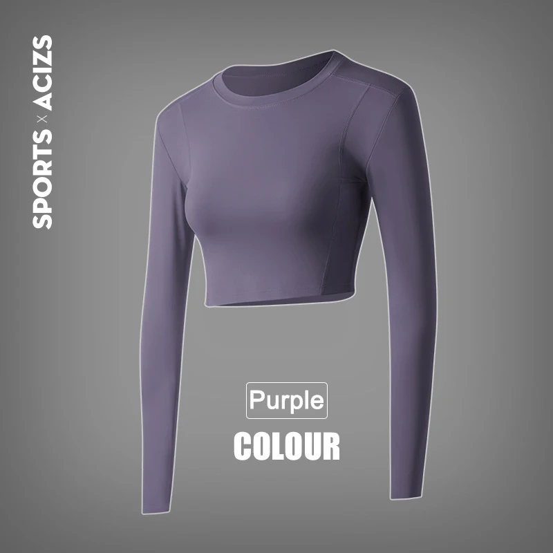 Women Yoga Top Long Sleeve Tight Slim Crop Top Fashionable Running Fitness Sportswear Clothes Super Stretchy Elastic Undershirt