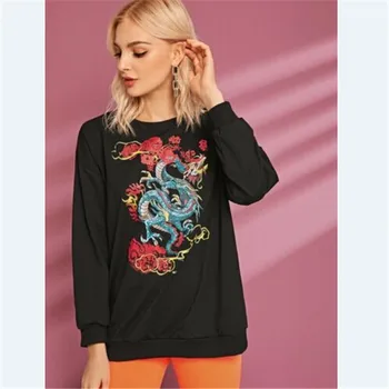 

Autumn Print Sweatshirt Women Long Sleeve Pullover sweatshirts Casual Top Loose Crew Neck Shirt Tops Sweatshirt