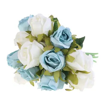 

12 Heads Simulation Artificial Rose Flower Silk Bouquet Wedding Party Home Decor