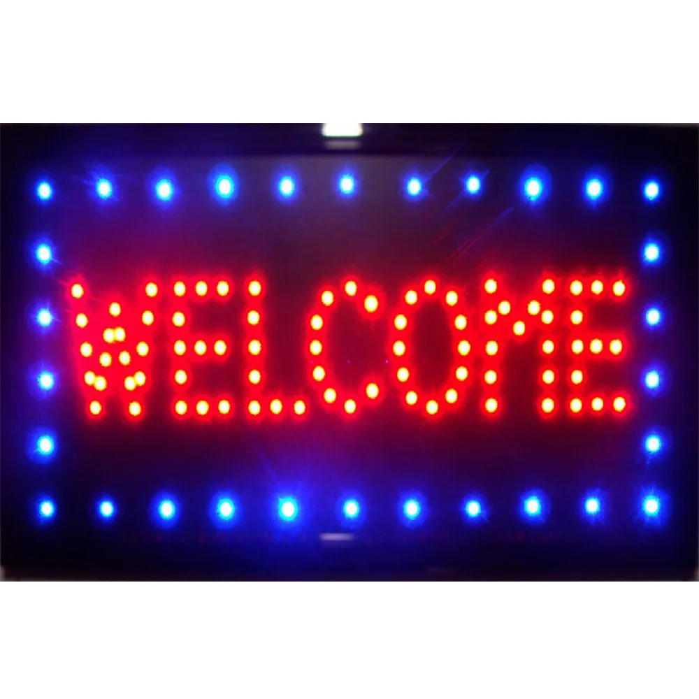 

Welcome Business Open Led Welcome Store Open Neons Sign Billboard Plastic PVC Frame Display Size 19 X 10 Inch Indoor Advertising