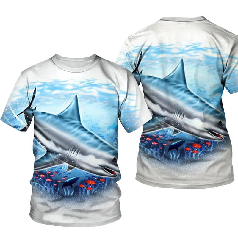 Shark 3D Print Men T-shirt Streetwear 2021 Summer Novel O Neck Short Sleeve Tees Tops 3D Style Male Clothes Casual T-shirts