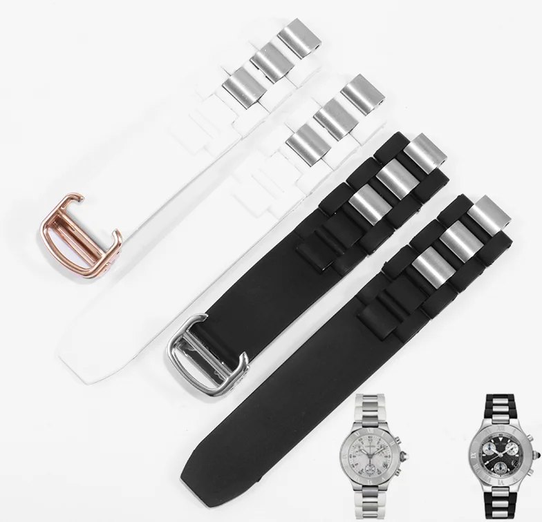20*10 мм (пряжка 18 мм) ремешок для наручных часов силиконовый Cartier часы 21 Chronoscaph