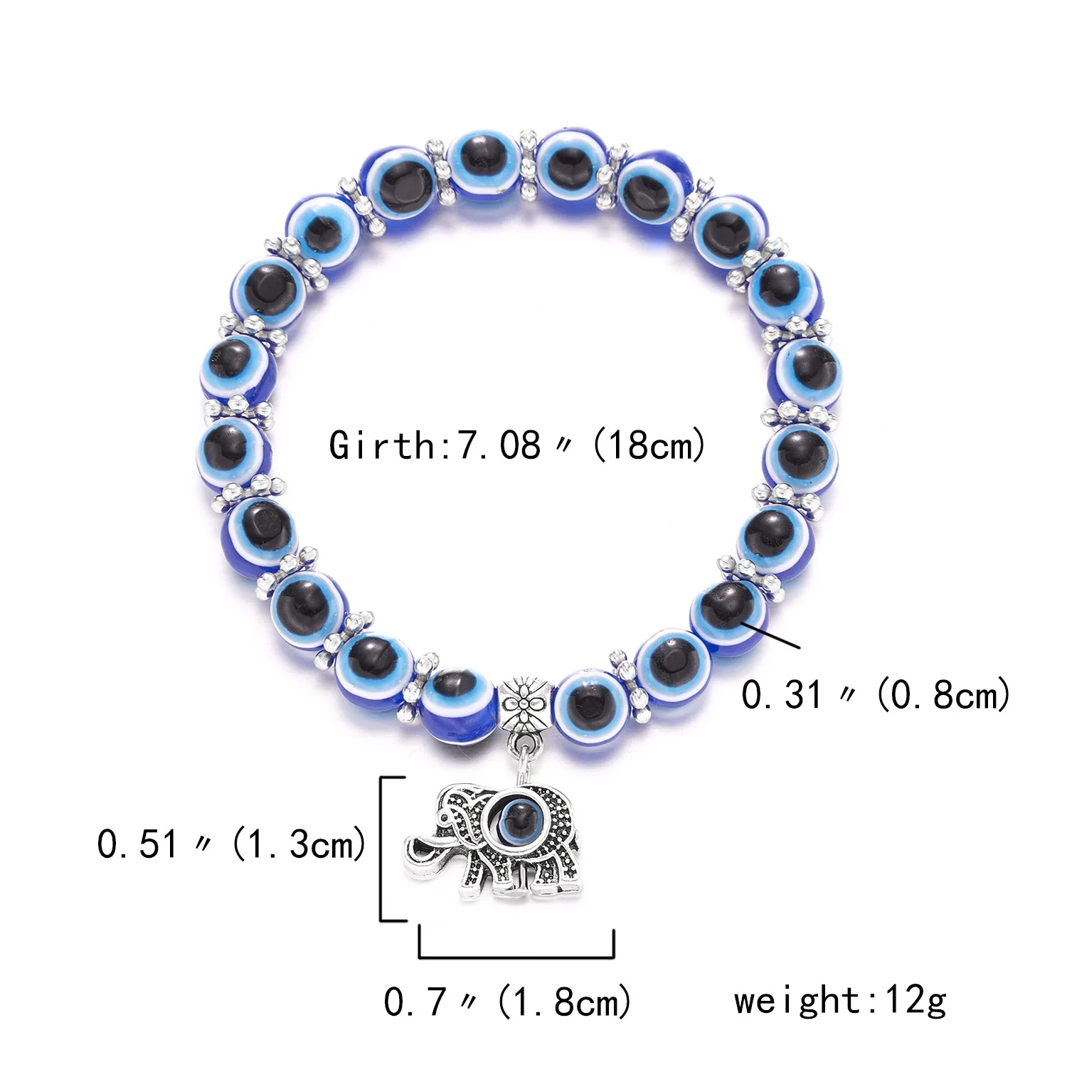 Blue Evil Eye Bracelet Hand of Fatima Turkey Thousand Eyes Wish Handmade Women's Resins Bead Bangle Elastic Bracelets Jewlery