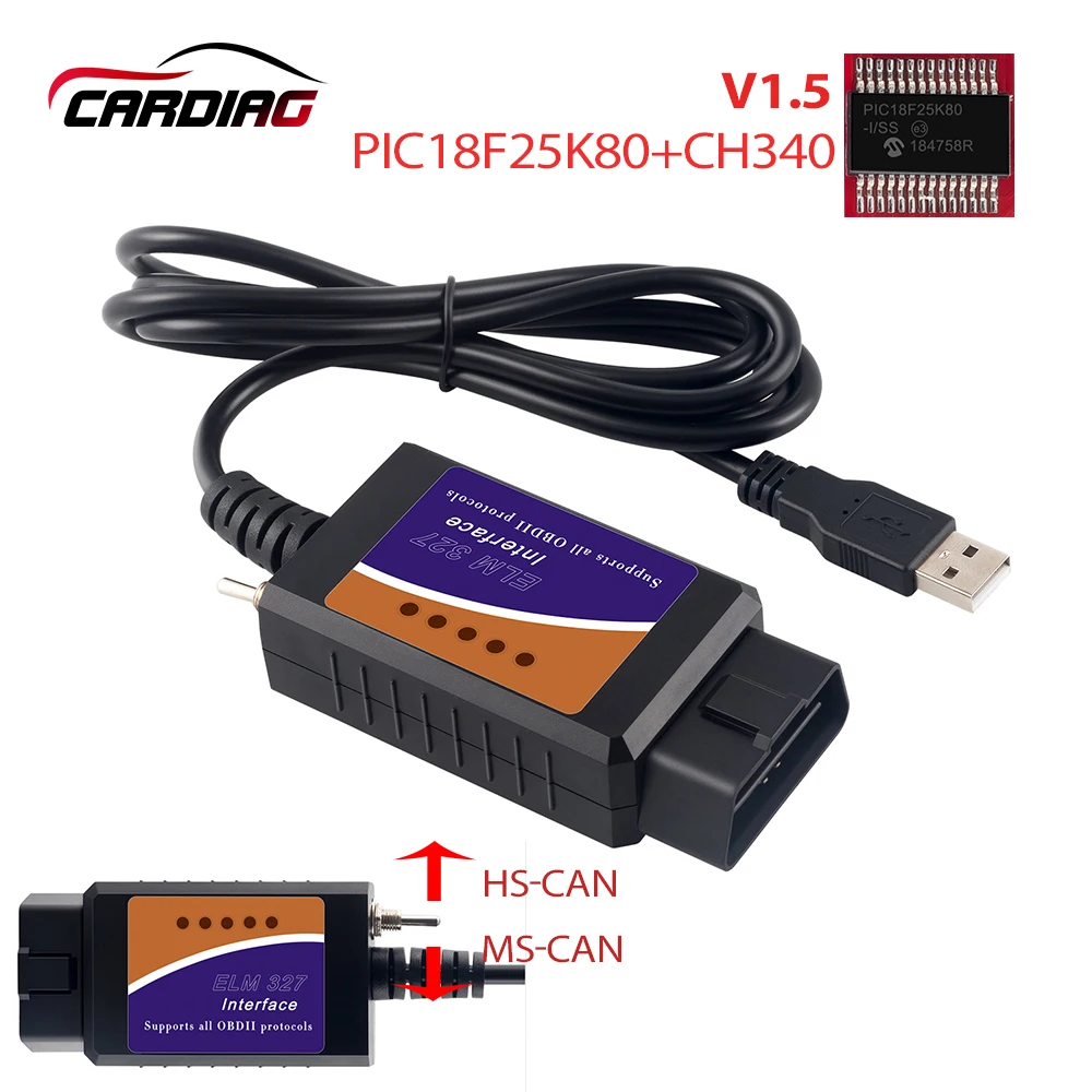Diagnostic-Tool Code-Reader Elm 327 OBD2 FTDI Auto Ford Wifi/bluetooth Pic-Chip Hs-Can/ms-Can-Switch-Optional