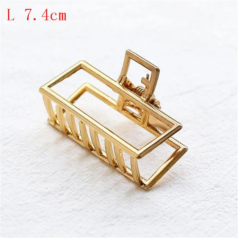 Women Girls Geometric Hair Claw Clamps Hair Crab Moon Shape Hair Clip Claws Solid Color Accessories Hairpin Large/Mini Size - Цвет: B L gold
