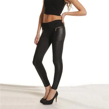 

Summer Autumn New Low-Waist Sexy Soild Black PU Leather Leggings Women Leggings Plus Size S-XL Skinny Leggings