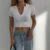 ITOOLIN Crop Top Женские рубашки Поло Летние футболки С коротким Рукавом Женская Винтажная Одежда Ребристый Сплошной Тонкий вязаный Топ Укороченные тройники