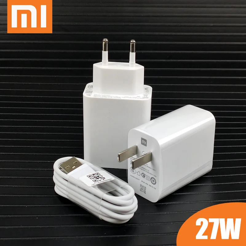 

27W EU xiaomi Charger qc 4.0 turbo Charge quick fast adapter usb type c cable for xiaomi mi 9 se 9t cc9 redmi note 7 8 K20 pro