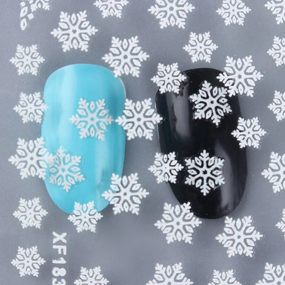 

1 Sheet Beauty White Snowflake Decals Winter Styles Water Nail Art Stickers Watermark Fingernails Decals Decoration