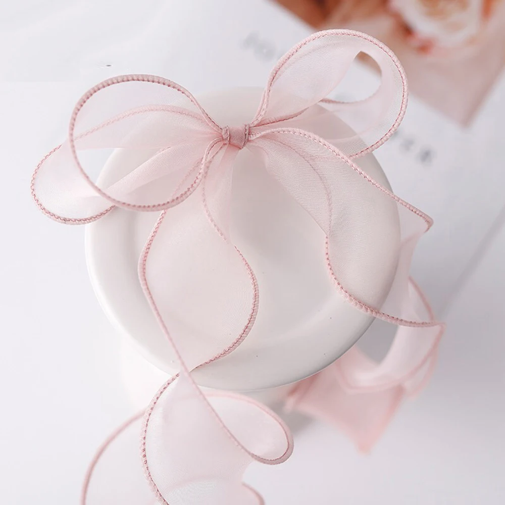10 meters/roll 40mm width Wave Silk Organza ribbon Bow material for hair ornament gift wrapping decoration lace ribbons