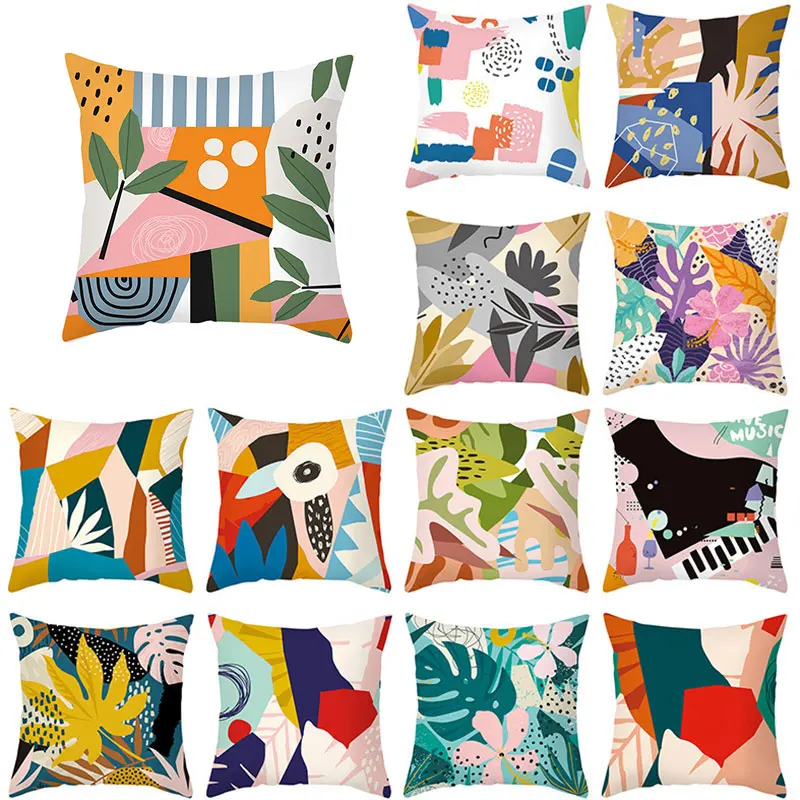 

Multi Style Cushion Cover Tropical Plants Painting Pattern Polyester Material Pillowslip Cute Waist Throw Pillows Decoration