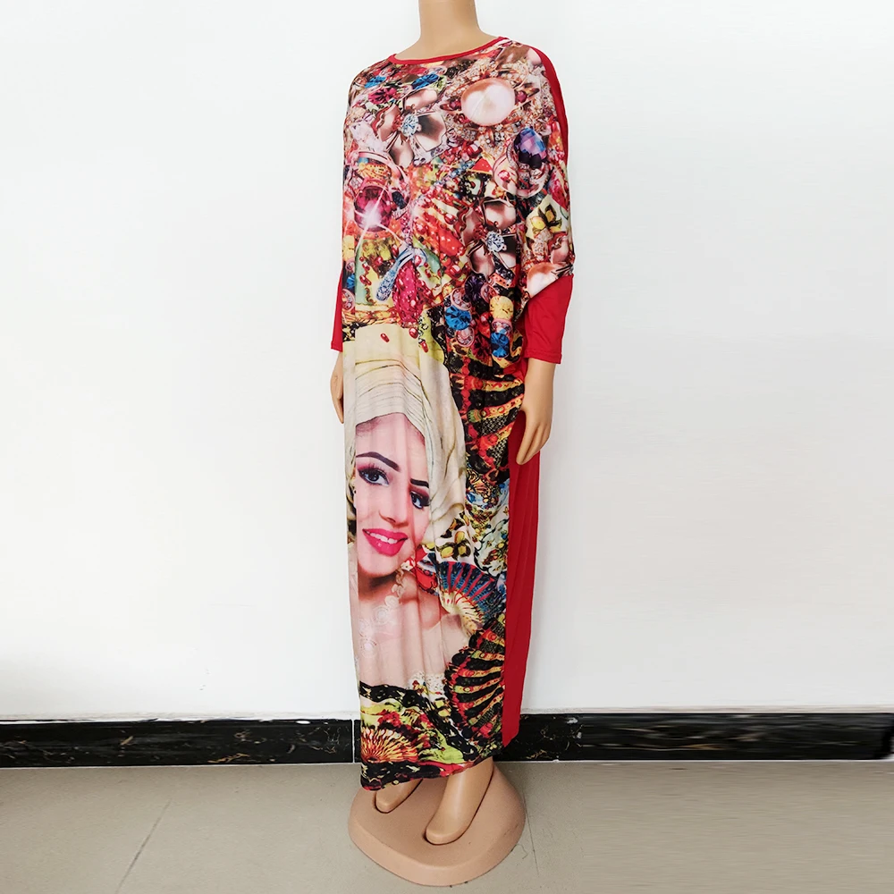 Vetement Femme 2021 African Dresses For Women Beauty Print Colorful Elegant Nigeria Long Robe Sexy Daily Bazin Party Casual african fashion designers