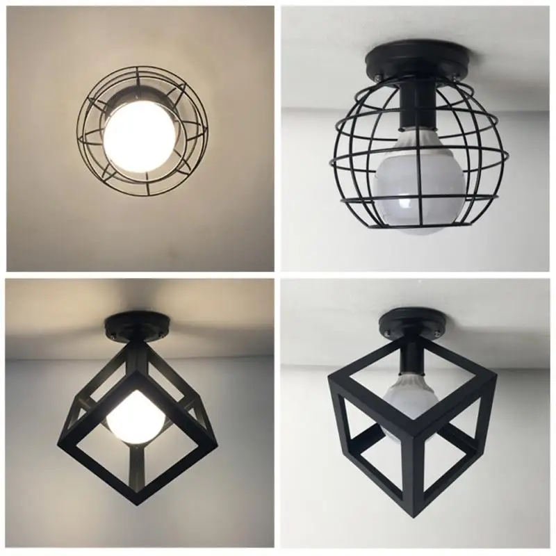 Lâmpada do Teto País Nordic Ferro Forjado Retro Corredor Varanda Vestiário Geometria 3 País lâmpada do teto nordic ferro forjado