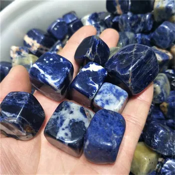 

20-30mm crystal minerals natural quartz crystal blue sodalite tumbled stone crystal cube for Fish tank decoration