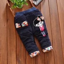Зимние Стильные Детские утепленные брюки с хлопковой подкладкой вельветовые леггинсы для девочек Теплые штаны для малышей Заколка Для Девочек C