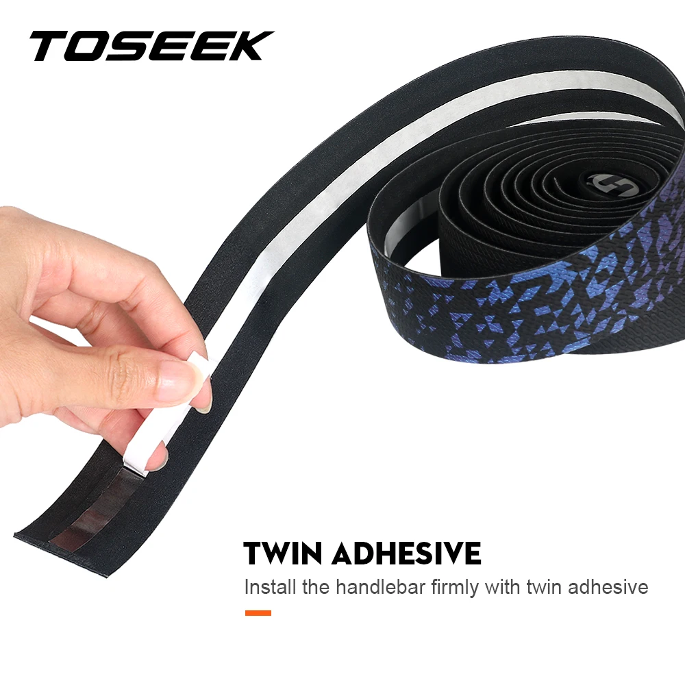 Bike handlebar tape Road Bike Noctilucent Speed Handlebar Tapes Light Reflective Dazzle Cycling Bar Tape PU Leather Colorful Bicycle Fork Grip Tape