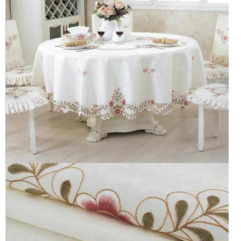 Embroidery Round Table Cloth Voile Ornament Table Mat Hotel Cloth 220cm 86inch