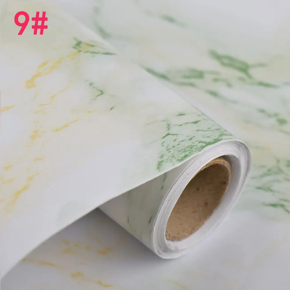 Thickened waterproof self-adhesive wallpaper marble sticker oil proof high temperature resistant kitchen furniture decoration - Цвет: Style 9