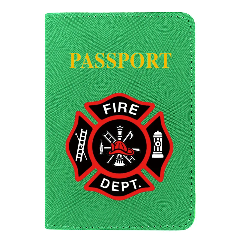 

Classic Fashion Fire Department Printing Women Men Passport Cover Leather Travel ID Credit Card Holder Pocket Wallet Bags