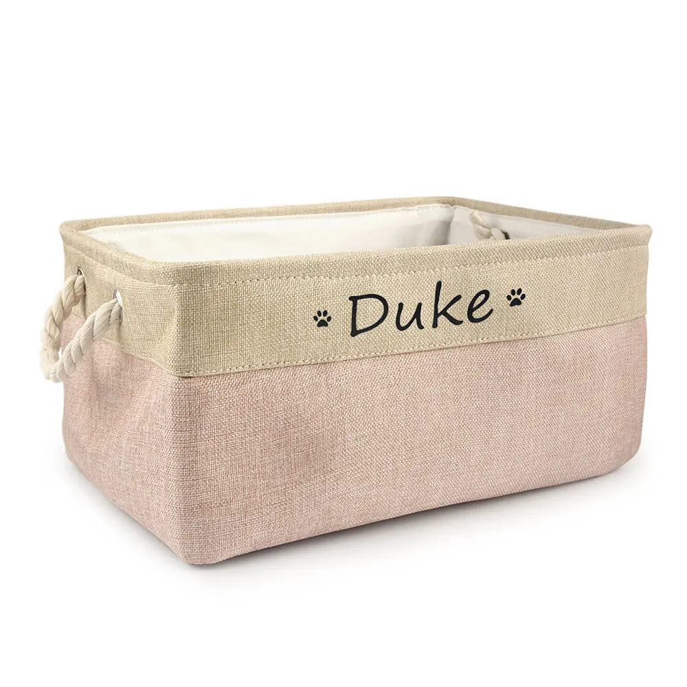 Personalized Dog Toy Basket (-Free Print) Pet Storage Box Custom Name Toys Clothes Accessories Organize Storage 2