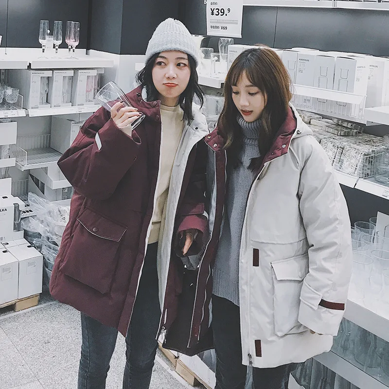 

Workwear Cotton-padded Clothes Women's 2019 Winter Korean-style INS down Coat Mid-length down Jacket Cotton-padded Clothes Loose