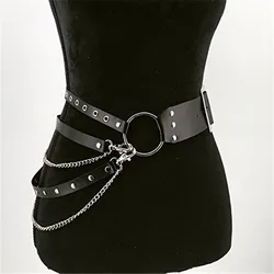 Adjustable Women's Body Chain Belt Leather Gothic Punk Waist Belt  Fashion PU Leather Body Bondage Straps Ladies Dress Decor
