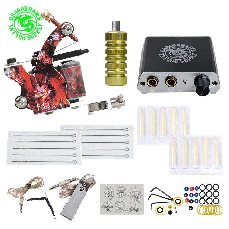 Complete Beginner 1 Tattoo Machine Gun Set Power Supply Kit | Красота и здоровье