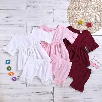 

Children Baby Girl Clothes Sets short sleeve Tees Tops+Shorts 2Pcs Kids Girl Outfits