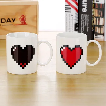 

350ml Heart Magic Temperature Changing Cup Color Changing Chameleon Mugs Heat Sensitive Cup Coffee Tea Milk Mug Novelty Gifts