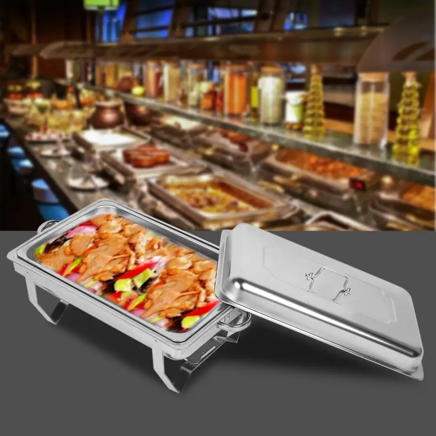

9L Stainless Steel Catering Serve Chafer Square Buffet Stove Chafing Dish Buffet Pans Fast Shipping