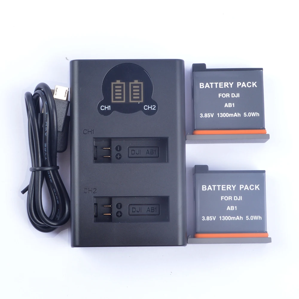 

AB1 Battery Dual LCD USB Battery Charger Compatible with for DJI Osmo Action AB1 Camera Battery USB Charger
