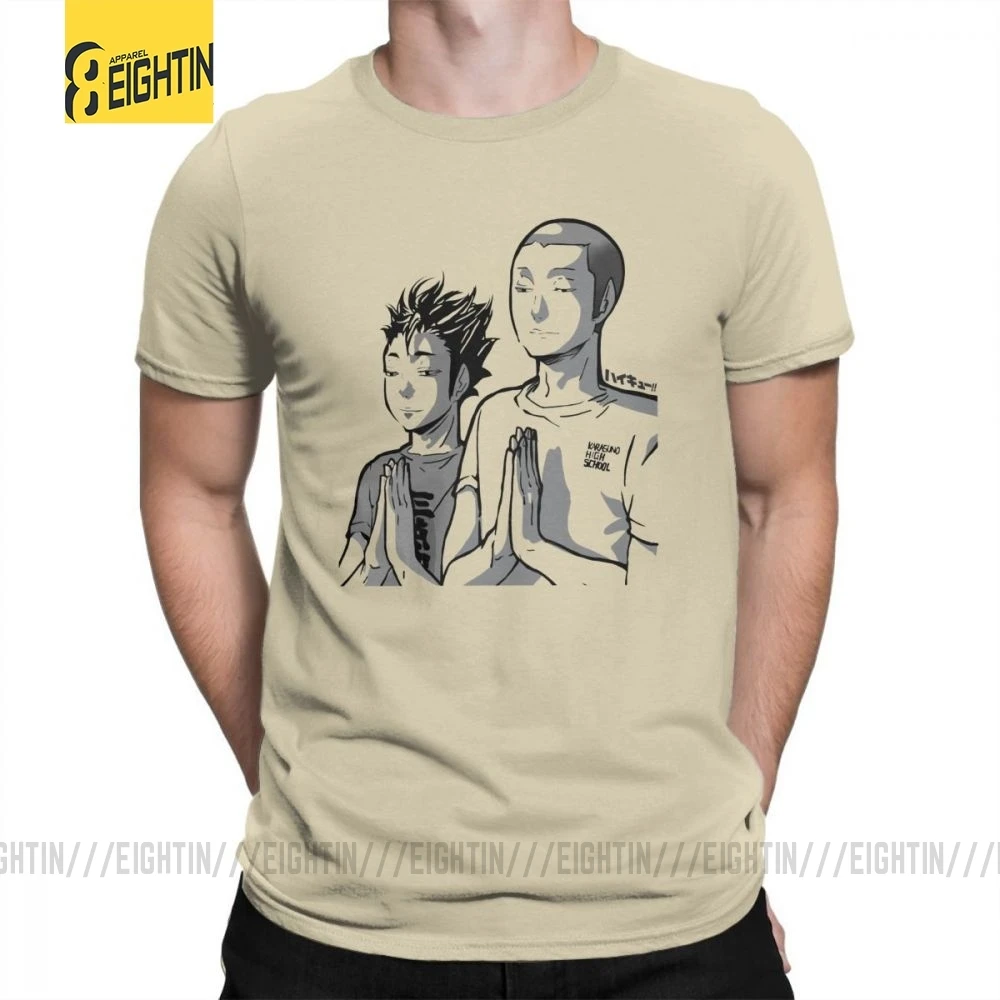 Haikyu, футболки, тананоя, Молящиеся футболки, короткий рукав, вырез лодочкой, Мужская простая комическая футболка, очищенный хлопок, высокое качество, большая - Цвет: Хаки