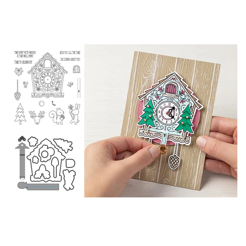 

Merry Christmas Metal Cutting Dies and Rubber Stamps for DIY Scrapbooking House Craft Stencil Card Make Album Sheet Decor Die