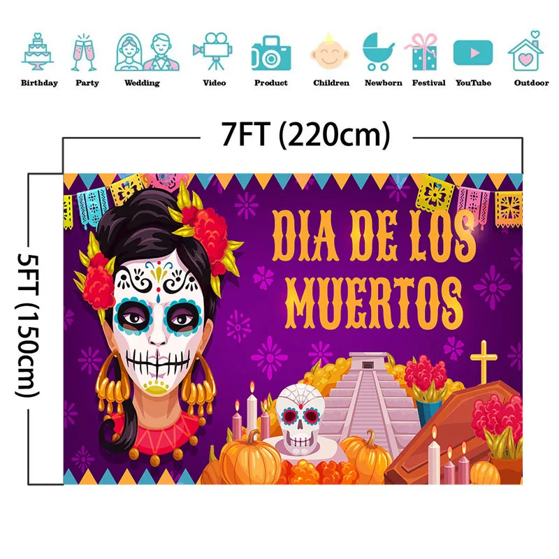 NeoBack День мертвых фон сахарная женщина череп фотография Фон Dia DE Los Muertos платье-вверх вечерние фотографии фон