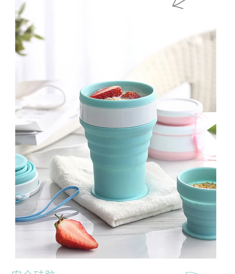 Portable Silica Folding Cup Water Cup Outdoor Student Practical Coffee Cup children Mug Gargle Cup Toothbrush Cup Bathroom