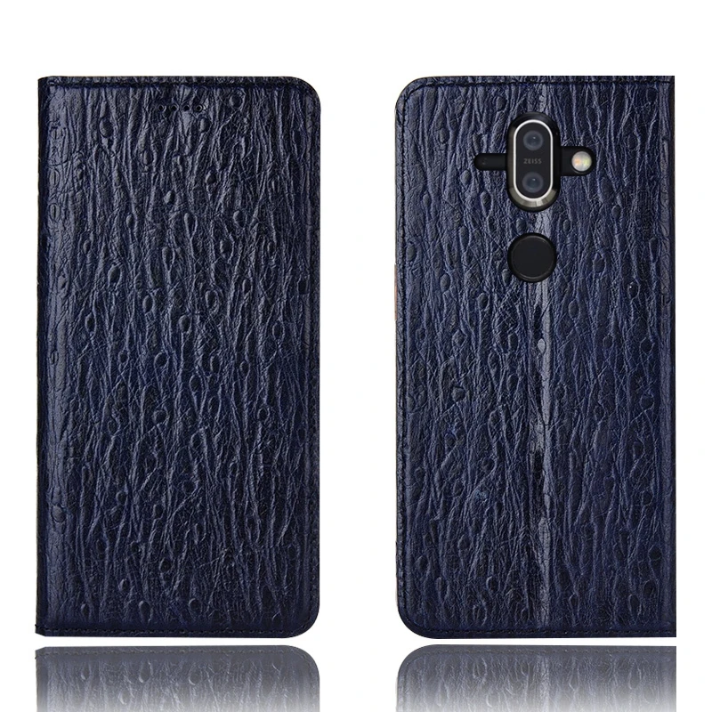 

Ostrich Pattern Genuine Leather Ultra Thin Card Slot Case For Nokia 8 Sirocco/Nokia 8/Nokia 8.1 Magnetic Case Standing Cover