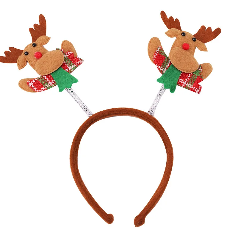 CN Glitter Christmas Hairbands For Girls Kids Cartoon Santa Claus Snowman Antler Tree Sequin Headband Party Hair Accessories