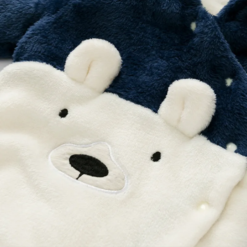 Одежда для малышей; Комбинезоны для маленьких мальчиков и девочек; зимний флисовый комбинезон в виде медведя; Комбинезоны для детей; костюм с капюшоном для новорожденных; куртки