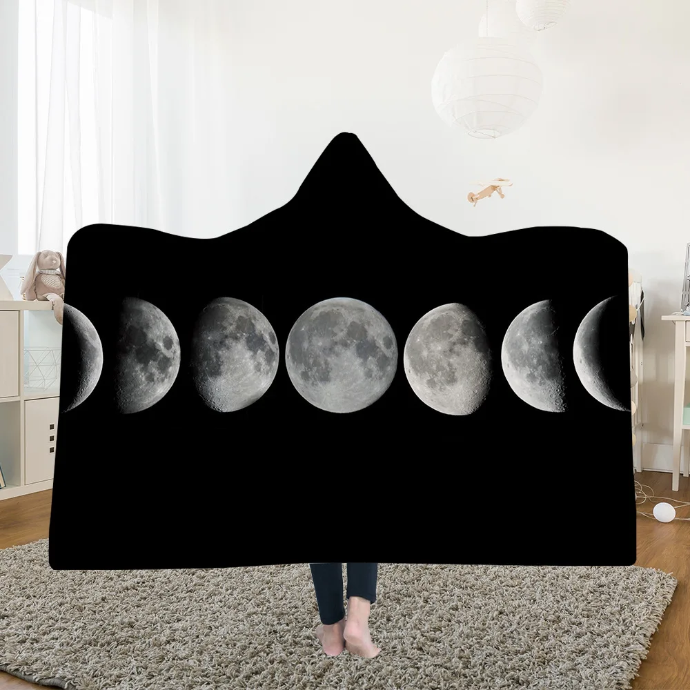 Lunar Full Moon Cosmos серия плюшевое одеяло с капюшоном двухслойные взрослые дети смотреть зима теплый носимый плед из овечьей шерсти