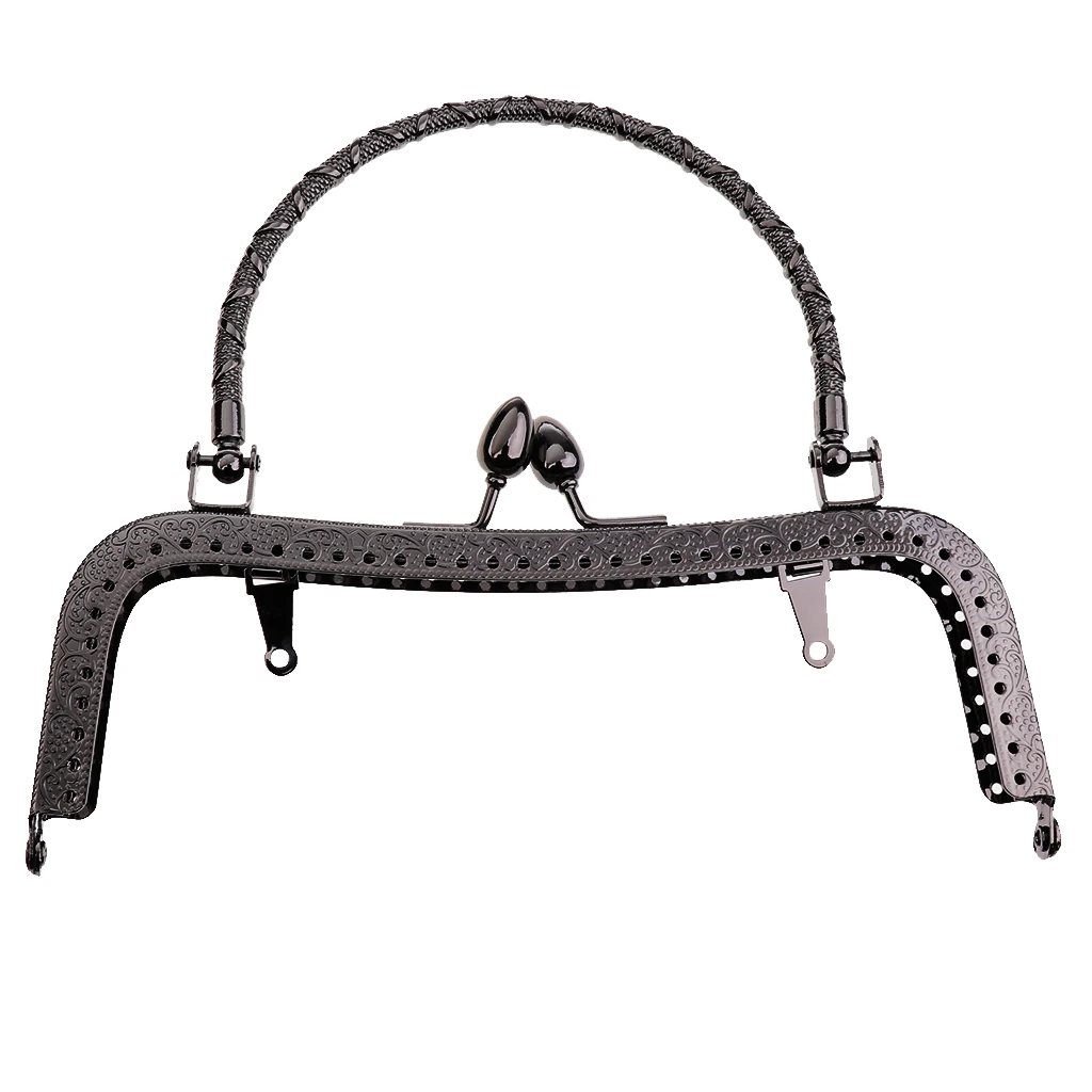 Retro Square Metal Embossed Purse Clutch Bag Handle DIY Craft Frame Kiss Clasp Lock 16.5cm