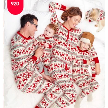 

2019 fashion parent-child wear plus velvet warm casual suit women's Christmas new pajamas Christmas print dropshipping