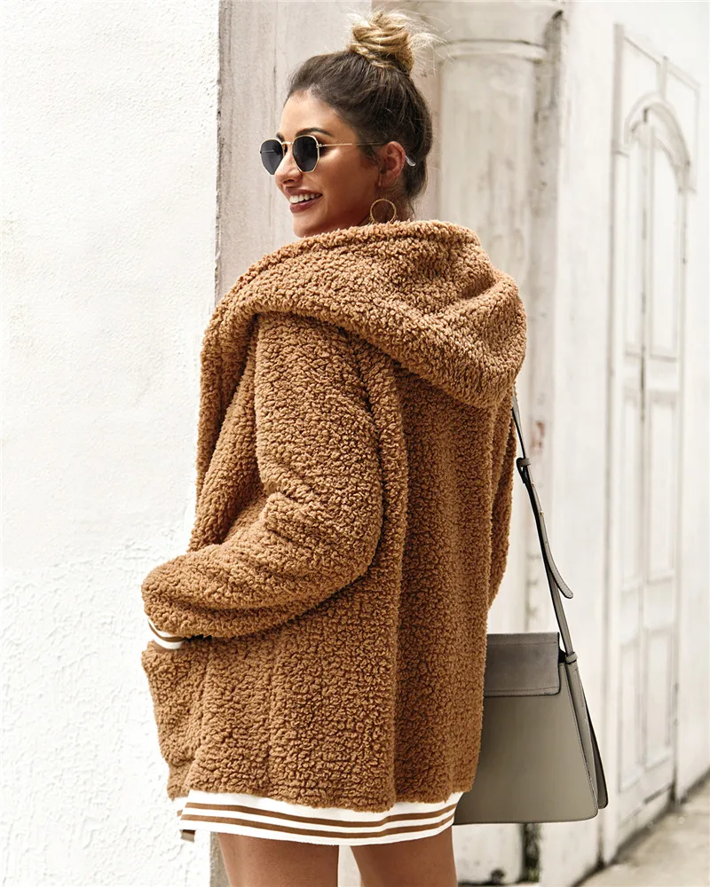 Женские пальто зима шерстяное пальто женские пуловеры с длинным рукавом Толстовки Теплый кардиган с капюшоном куртка плюшевое пальто плюс размер пальто