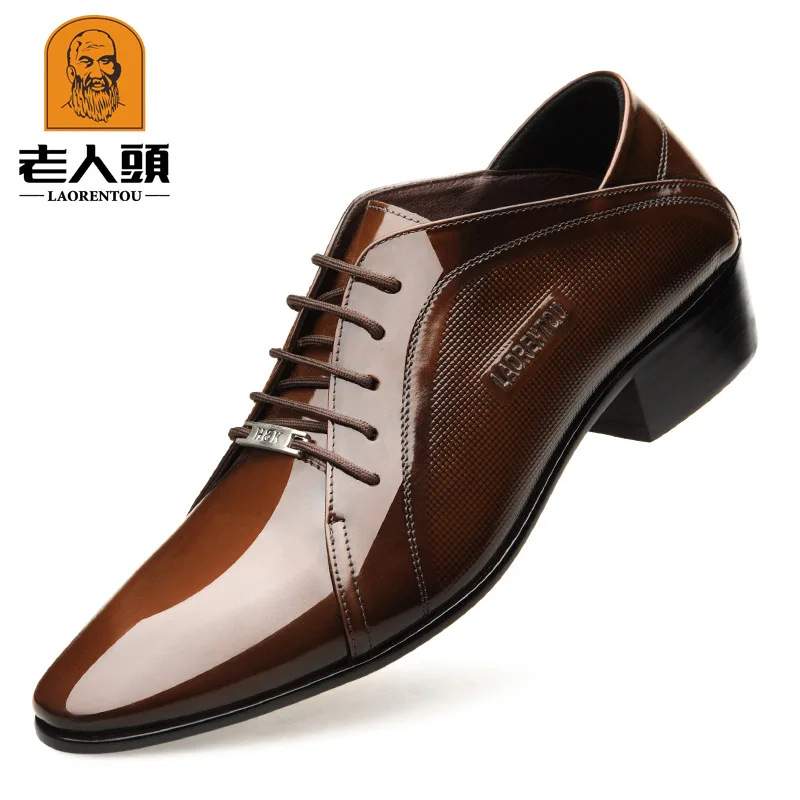 

LOTORY Hair Stylist Pointed-Toe Bright Skin Dance MEN'S SHOES Men High Heel Shoes England Business Formal Wear Leather Shoes 202