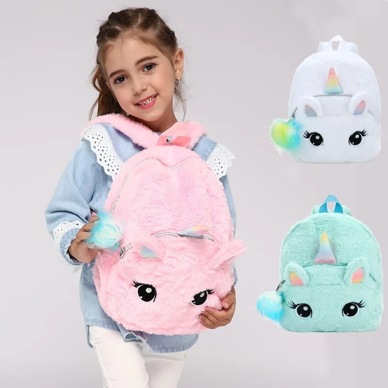  3D Cartoon Unicorn Plush School Bags for Girls Kids Unicorn Shoulder Bag Light 3-5 Years Mochila In - 4000093268614